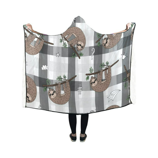 INTERESTPRINT Sleepy Cute Animals Throw Blanket 50 x 40 inches Soft Lightweight Cozy Micro Fleece Blankets with Hood 